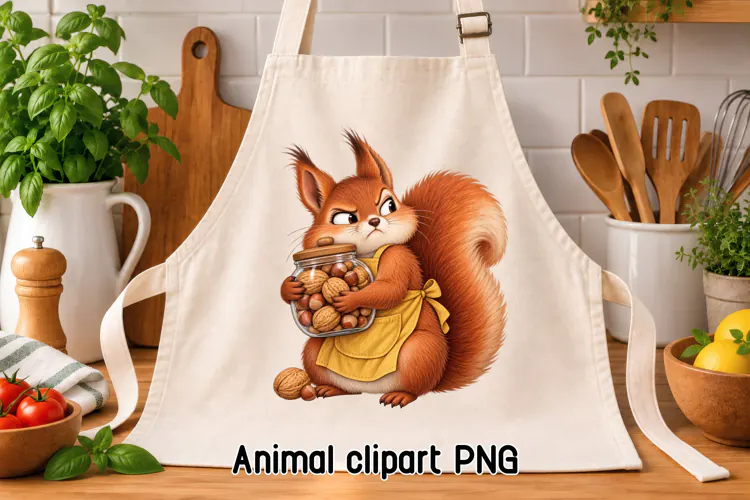 Cute Squirrel Kitchen Nut Clipart PNG