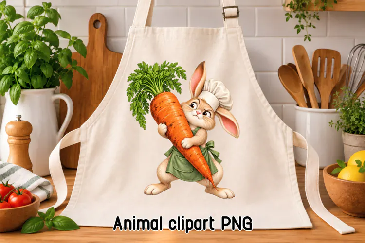 Funny Bunny Chef Carrot Clipart PNG