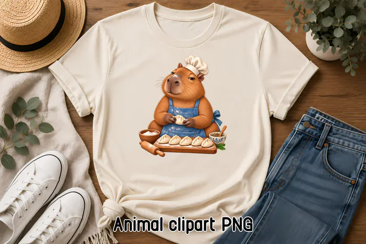 Funny Capybara Chef Dumpling Clipart PNG