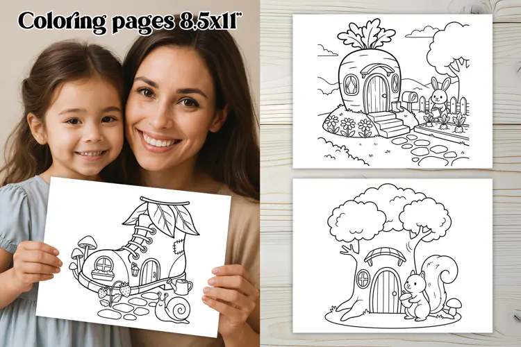 Woodland Animal Houses Coloring Pages For Kids