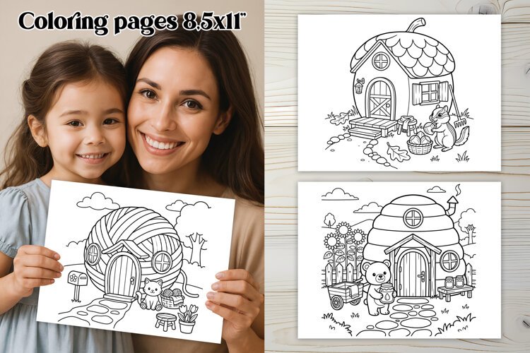 Whimsical Animal Houses Coloring Pages For Kids example image 1
