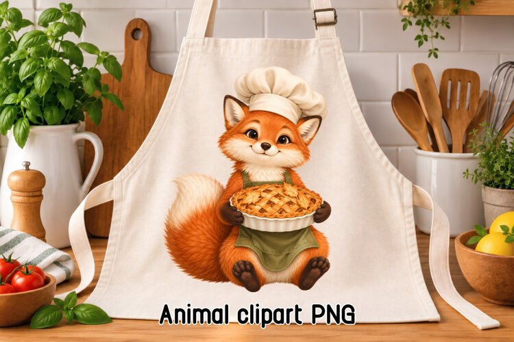 Fox Chef Homemade Pie Clipart PNG example image 1