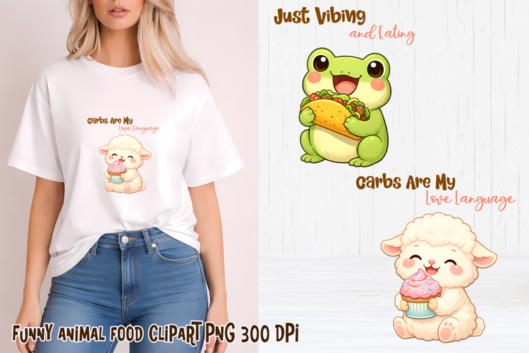 Funny animal food clipart PNG | Funny food sublimation