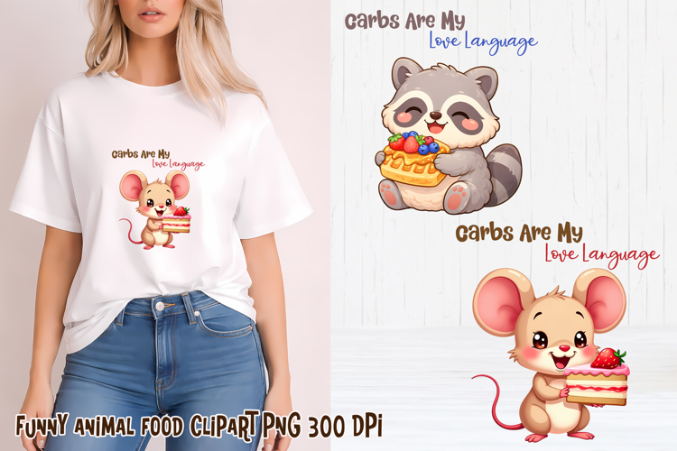Funny animal food clipart PNG | Funny food sublimation