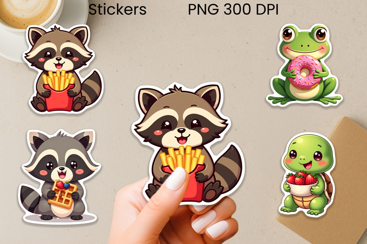 Funny food animal stickers printable | Cute animal stickers