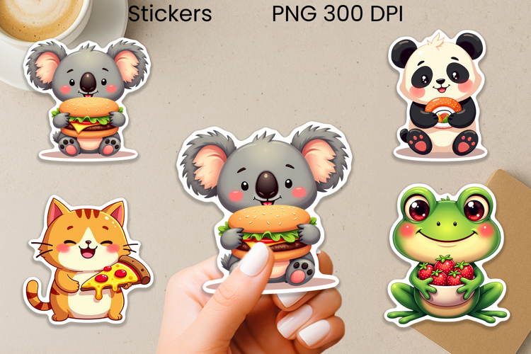 Funny food animal stickers printable | Cute animal stickers