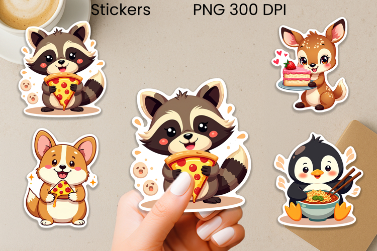 Funny food animal stickers printable | Cute animal stickers