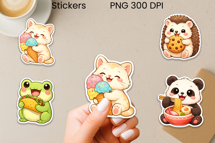 Funny food animal stickers printable | Cute animal stickers