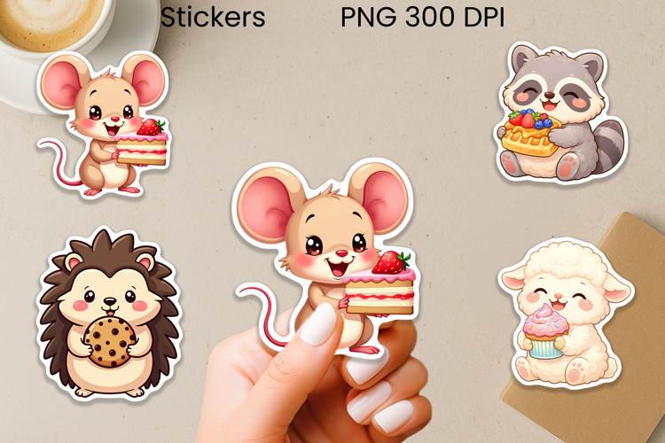 Funny food animal stickers printable | Cute animal stickers