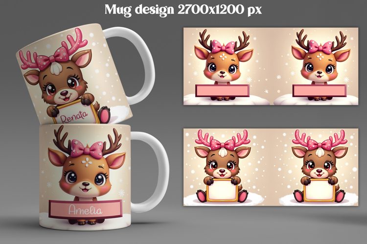 Christmas animal mug wrap | Add your name mug