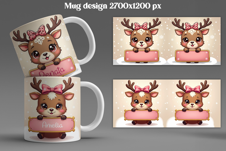 Christmas animal mug wrap | Add your name mug
