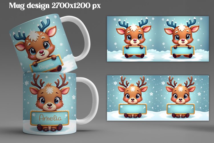 Christmas animal mug wrap | Add your name mug