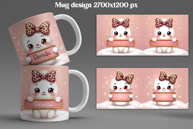 Christmas snowman mug wrap | Add your name mug