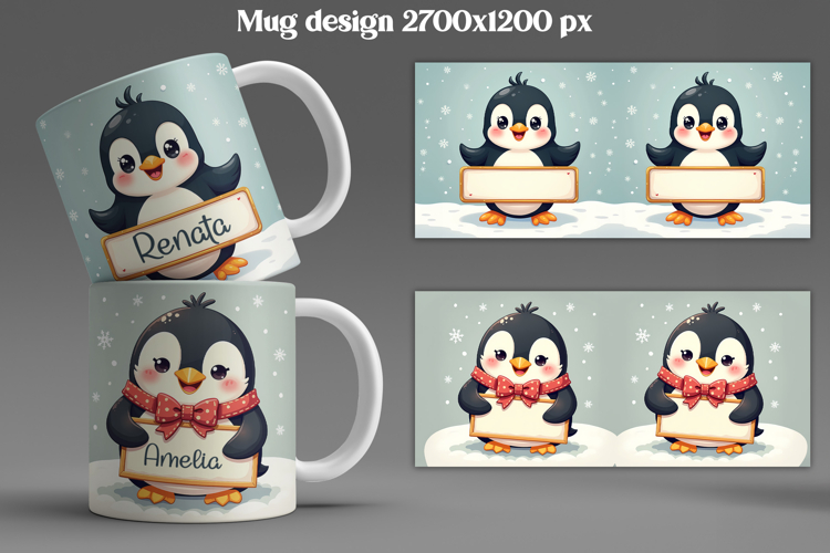 Christmas animal mug wrap | Add your name mug