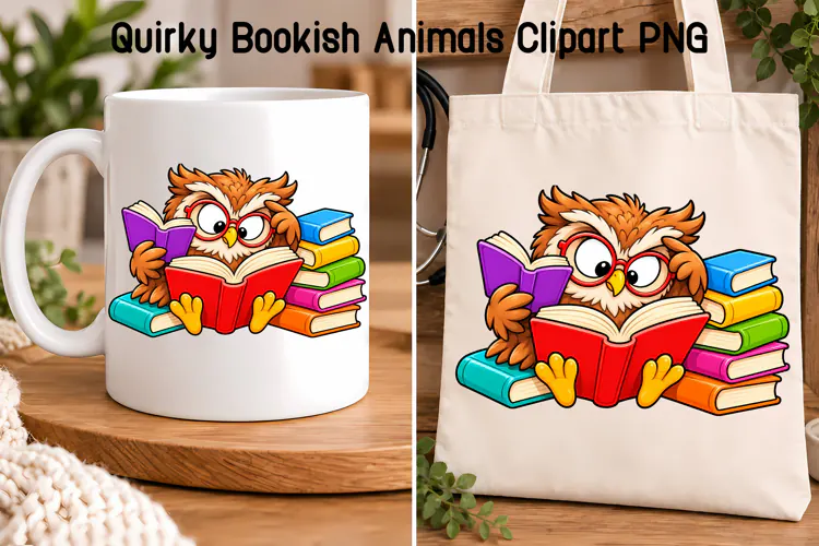 Bookish Owl Reading Clipart PNG | Animal sublimation