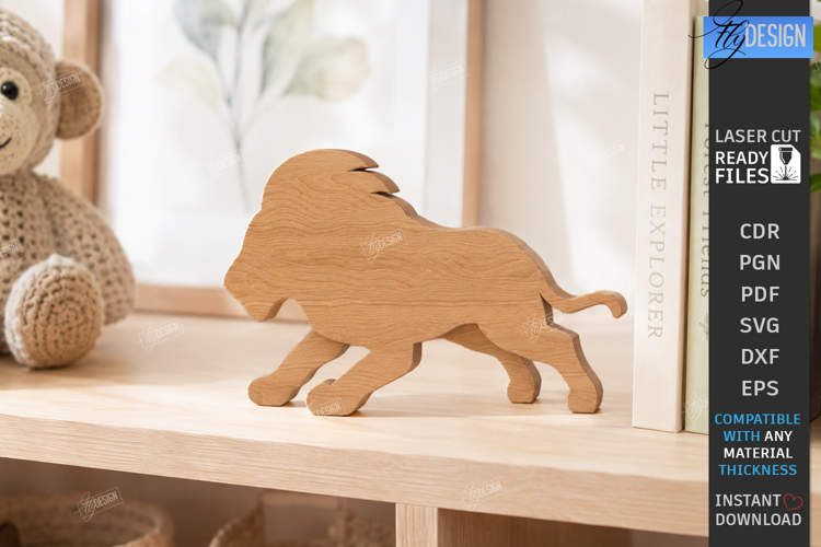 3D Layered Lion Figurines Laser Cut | Tabletop Decor | CNC