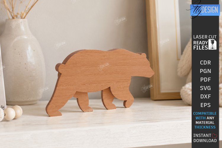 3D Layered Bear Figurines Laser Cut | Tabletop Decor | CNC