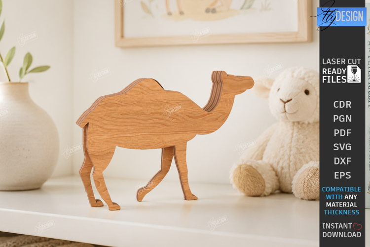 3D Layered Camel Figurines Laser Cut | Tabletop Decor | CNC