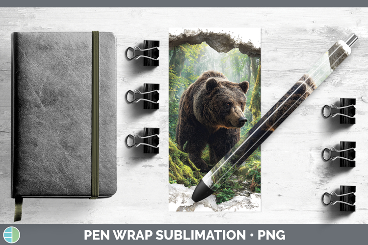 Bear Animals 3D Hole Pen Wrap Sublimation Design