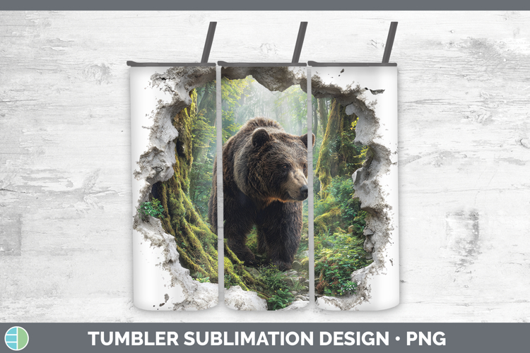 Bear Animals 3D Hole Tumbler Sublimation Design