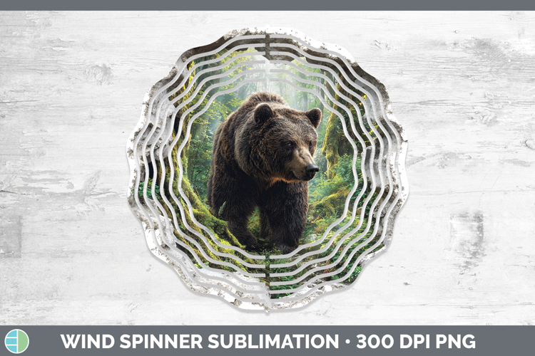 Bear Animals 3D Hole Wind Spinner Sublimation Design