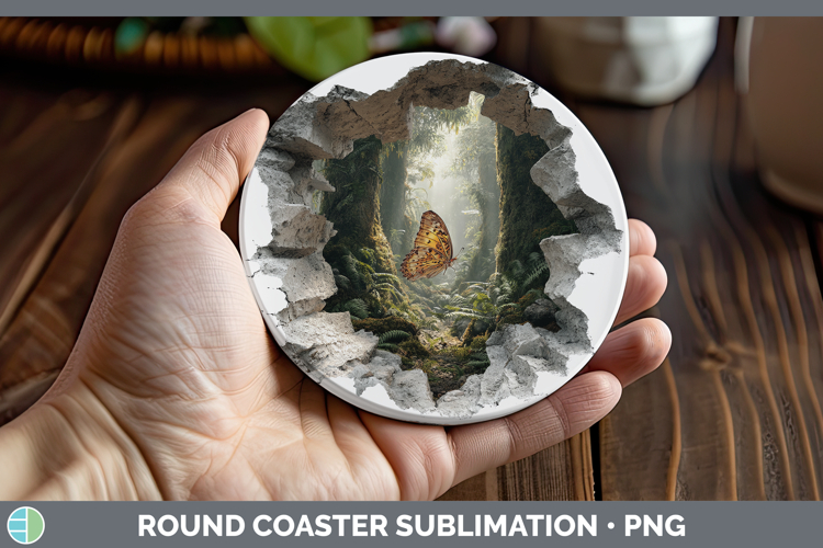 Butterfly Animals 3D Hole Round Coaster Sublimation Design