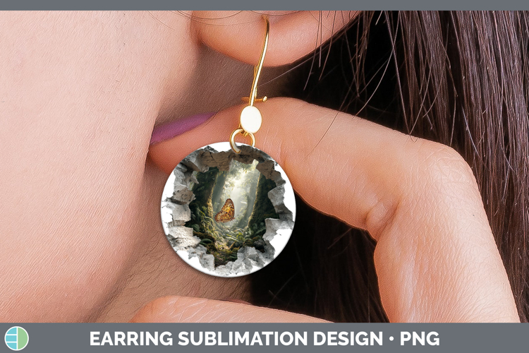 Butterfly Animals 3D Hole Round Earrings Sublimation Design
