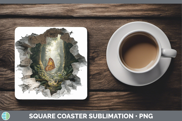 Butterfly Animals 3D Hole Square Coaster Sublimation Design