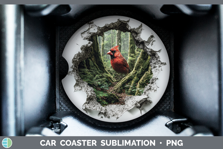 Cardinal Animals 3D Hole Car Coaster Sublimation Design