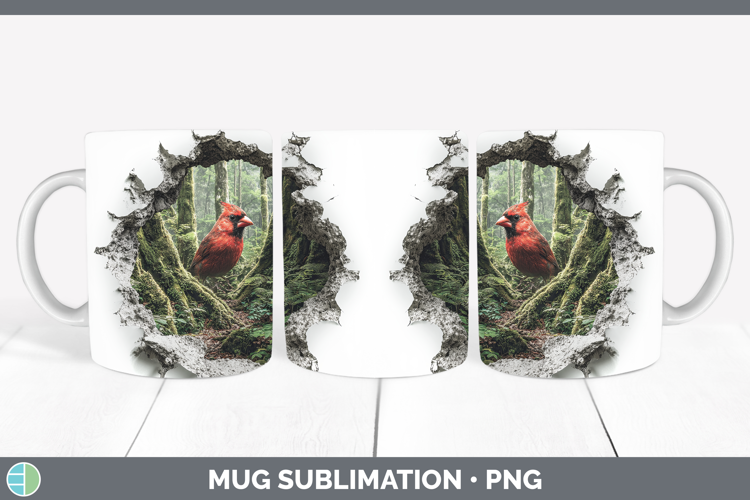 Cardinal Animals 3D Hole Mug Wrap Sublimation Design