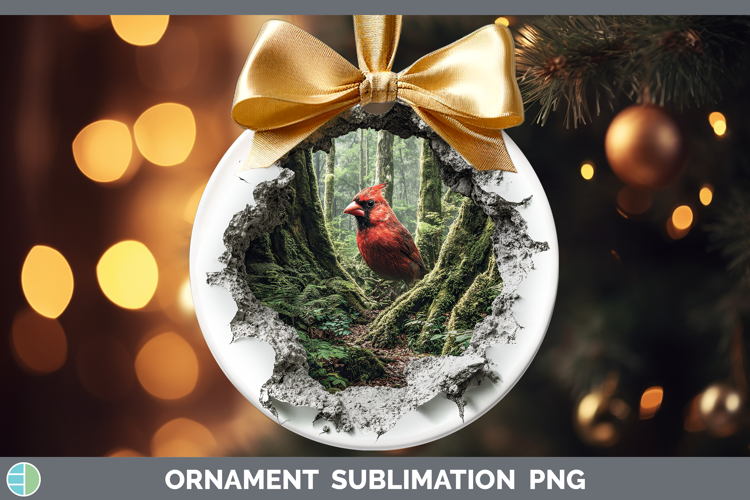 Cardinal Animals 3D Hole Ornament Sublimation Design