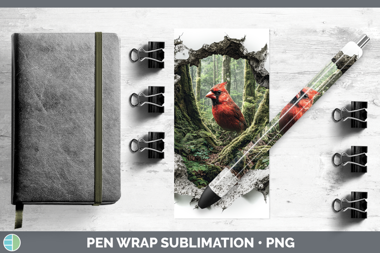 Cardinal Animals 3D Hole Pen Wrap Sublimation Design