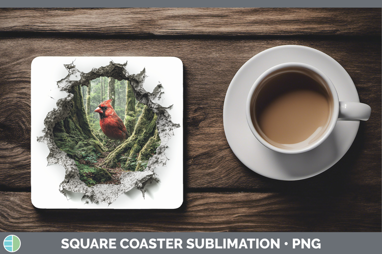 Cardinal Animals 3D Hole Square Coaster Sublimation Design