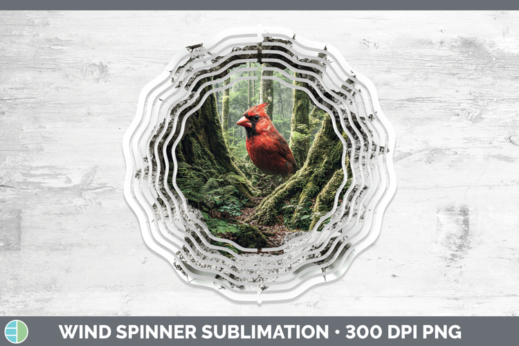 Cardinal Animals 3D Hole Wind Spinner Sublimation Design
