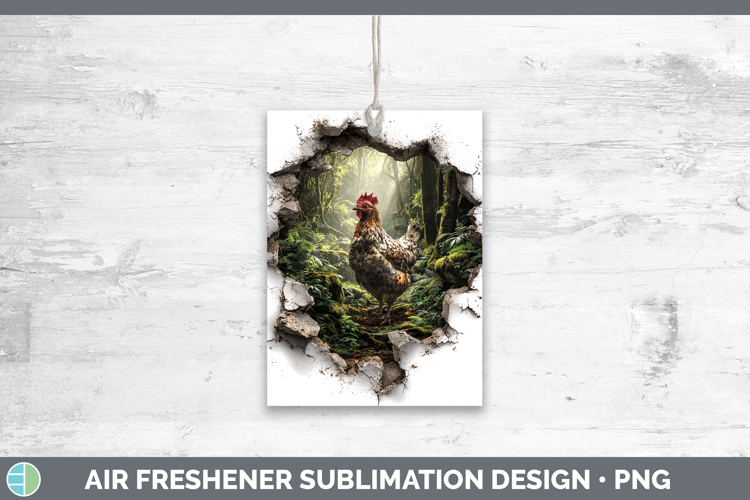 Chicken Animals 3D Hole Air Freshener Sublimation Design