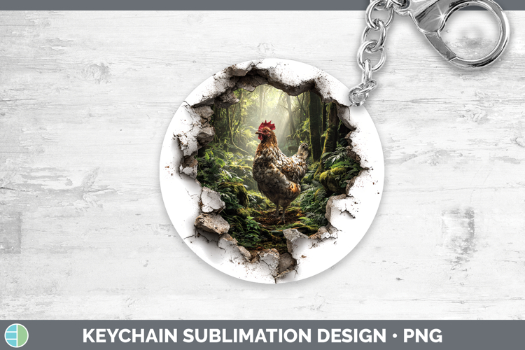 Chicken Animals 3D Hole Keychain Sublimation Design