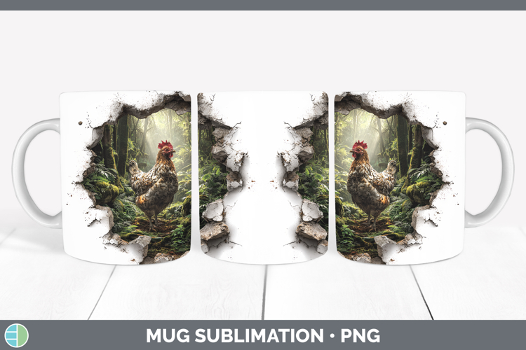 Chicken Animals 3D Hole Mug Wrap Sublimation Design