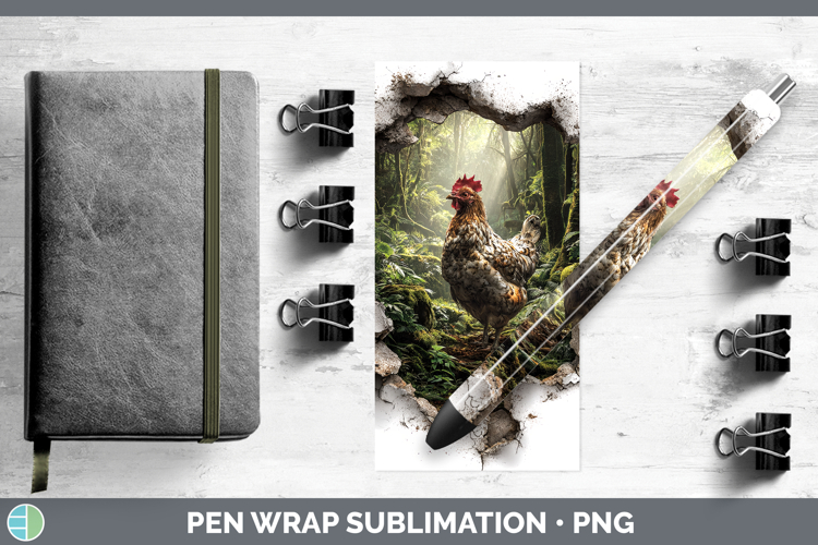 Chicken Animals 3D Hole Pen Wrap Sublimation Design