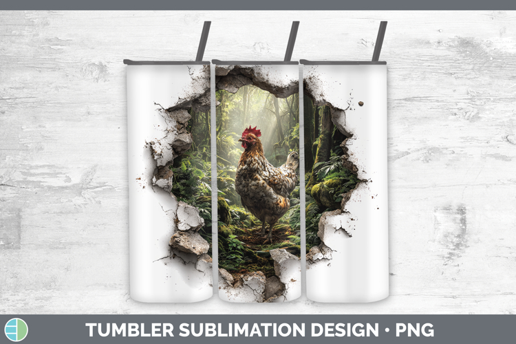 Chicken Animals 3D Hole Tumbler Sublimation Design
