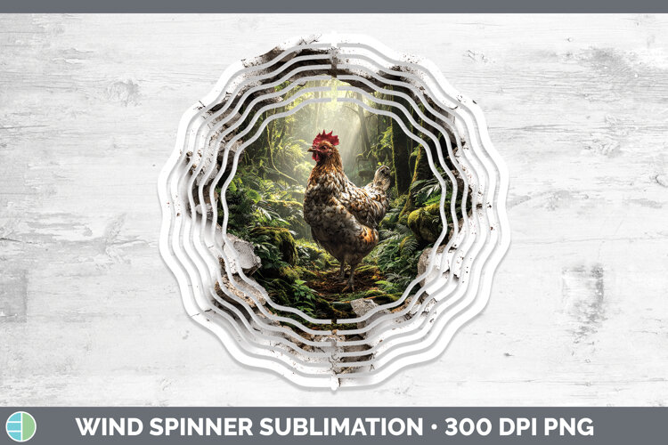 Chicken Animals 3D Hole Wind Spinner Sublimation Design