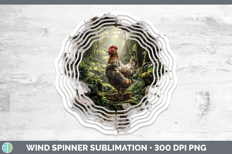 Chicken Animals 3D Hole Wind Spinner Sublimation Design