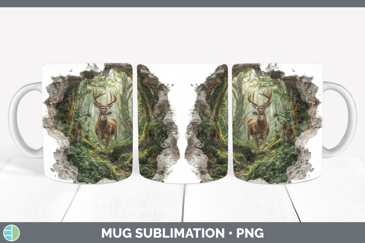 Deer Animals 3D Hole Mug Wrap Sublimation Design