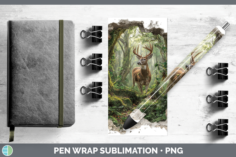 Deer Animals 3D Hole Pen Wrap Sublimation Design