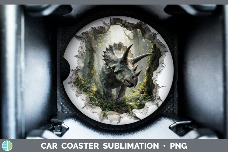 Dinosaur Animals 3D Hole Car Coaster Sublimation Design