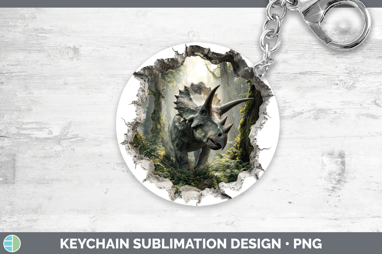 Dinosaur Animals 3D Hole Keychain Sublimation Design