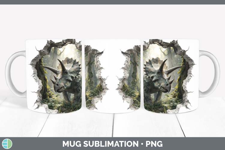 Dinosaur Animals 3D Hole Mug Wrap Sublimation Design