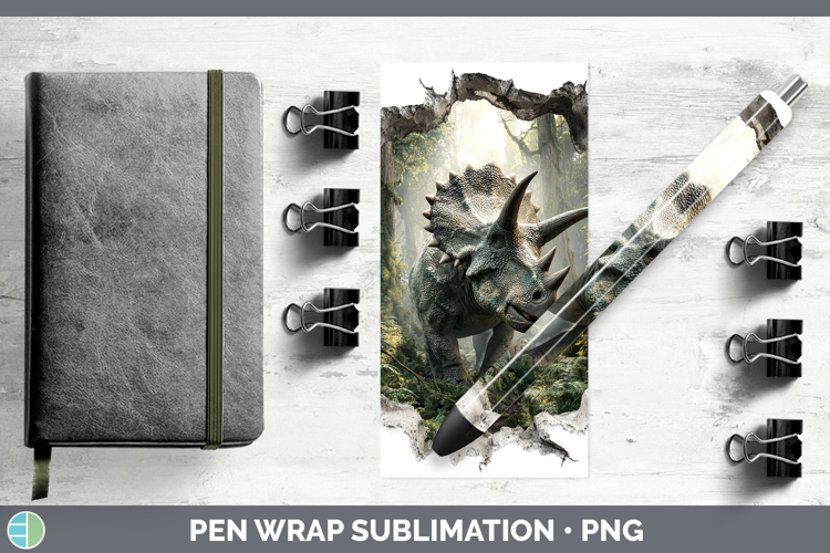 Dinosaur Animals 3D Hole Pen Wrap Sublimation Design