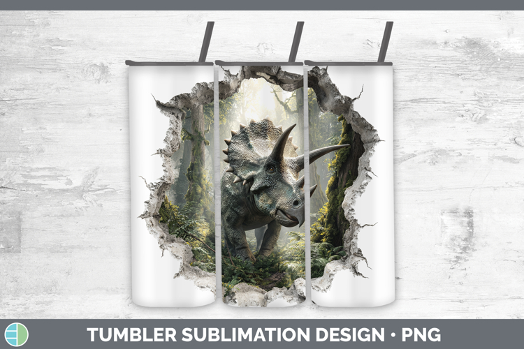 Dinosaur Animals 3D Hole Tumbler Sublimation Design