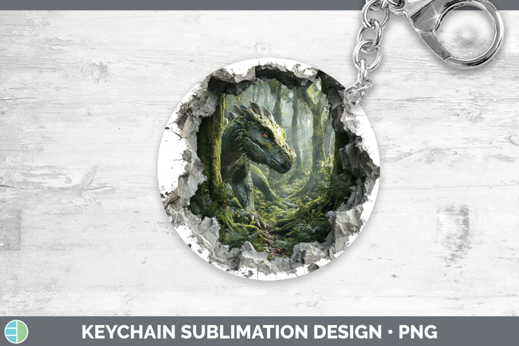 Dragon Animals 3D Hole Keychain Sublimation Design