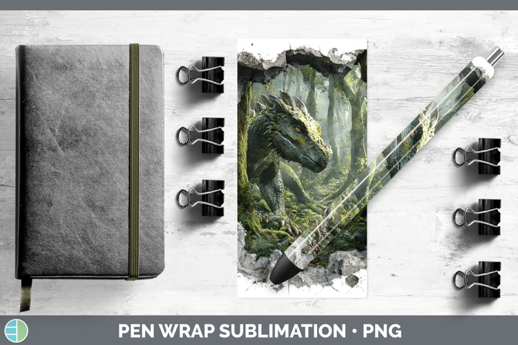 Dragon Animals 3D Hole Pen Wrap Sublimation Design